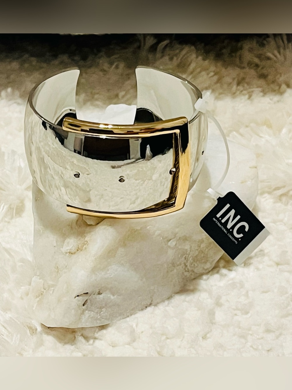 INC International Concepts Two-Tone Buckle Cuff Bracelet